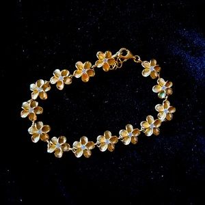 Gold vermeil 925 Silver Plumeria Bracelet from Hawaii